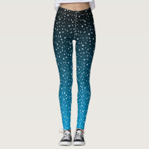 Leggings mit schwarz/blau glänzenden Sternen und M