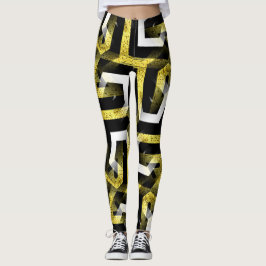 Leggings mit schwarzem und goldenem Muster, die Ze