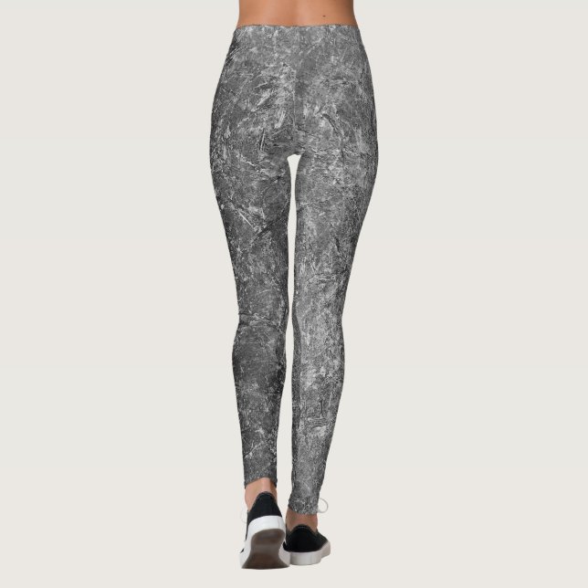 Leggings mit schwarzem und grauem Marmor (Rückseite)