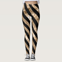 Leggings mit schwarzen und goldenen Streifen