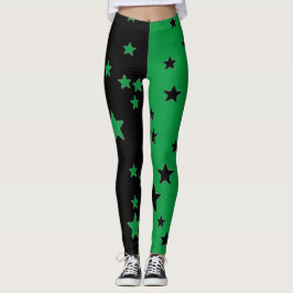 Leggings mit schwarzen und grünen Sternen