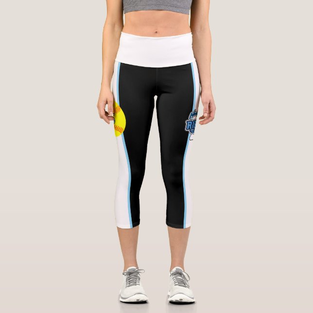 Leggings mit Softball und benutzerdefinierten Numm (Vorderseite)