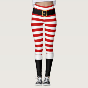 Leggings Mme Santa Claus rouge et blanc