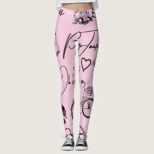 Leggings Mode, calligraphie, Tour Eiffel, lèvres