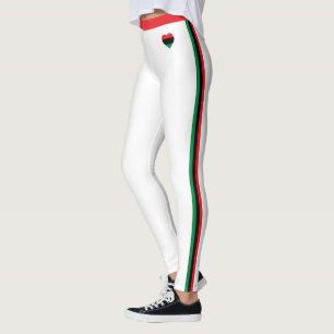 Leggings Mode drapeau panafricain & Symbole unien / blanc