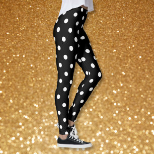 Leggings Mode Motif Retro Chic Noir Blanc
