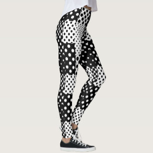 Leggings Mode Noir Blanc à pois Style Design