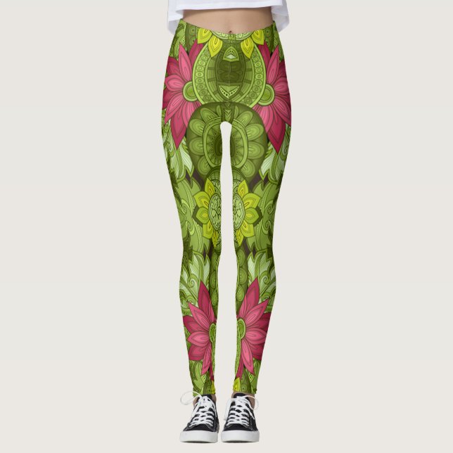 Leggings Mode violet aztèque (Devant)
