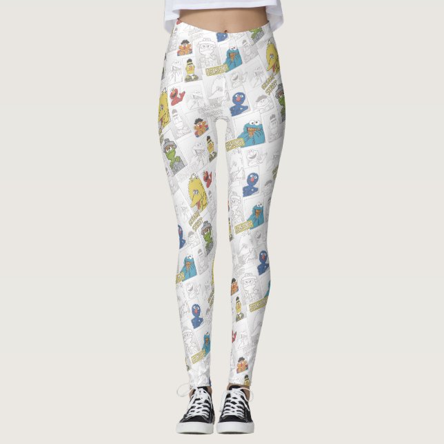 Leggings Modèle de bande dessinée vintage de Sesame Street (Devant)