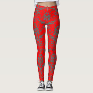 Leggings Modèle de damas rouge mignonne jambières d'entraîn