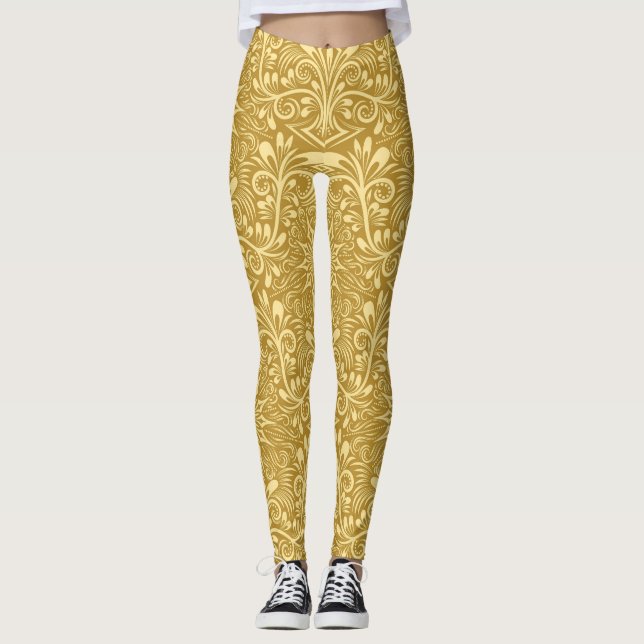 Leggings Modèle Floral Baroque Damas d'or (Devant)