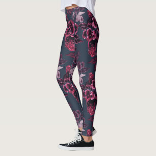Leggings Modèle floral bleu bordeaux luxe