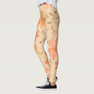 Leggings Modèle floral doré rose