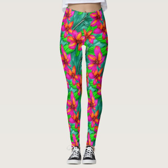 Leggings Modèle floral Paradis tropical (Devant)
