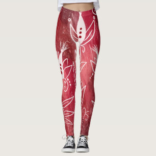 Leggings Modèle Floral rouge