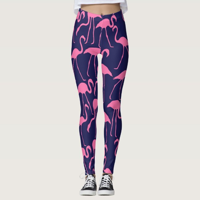 Leggings Modèle marine et flamant rose (Devant)