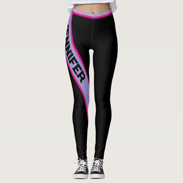 Leggings Modèle rose Lilac à rayures noires do-it-yourself  (Devant)