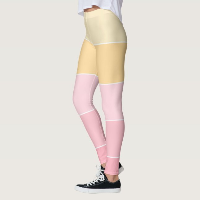 Leggings Modèle tendance Elégant rose Jaune Blanc Couleurs (Gauche)