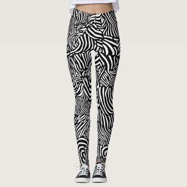 Leggings Modèle Zèbre noir et blanc (Devant)