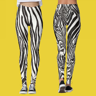 Leggings Moderne amusement rayures noires et blanches safar