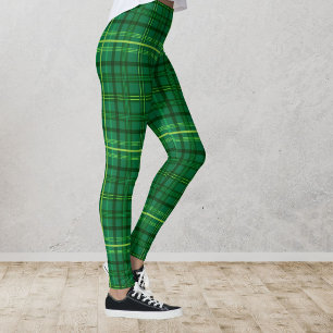 Leggings Moderne chic de plaid de cool vert de motif