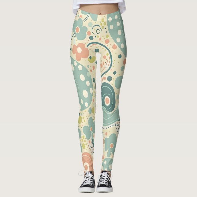 Leggings Moderne Élégant Coloré Formes Florales Élégantes (Devant)