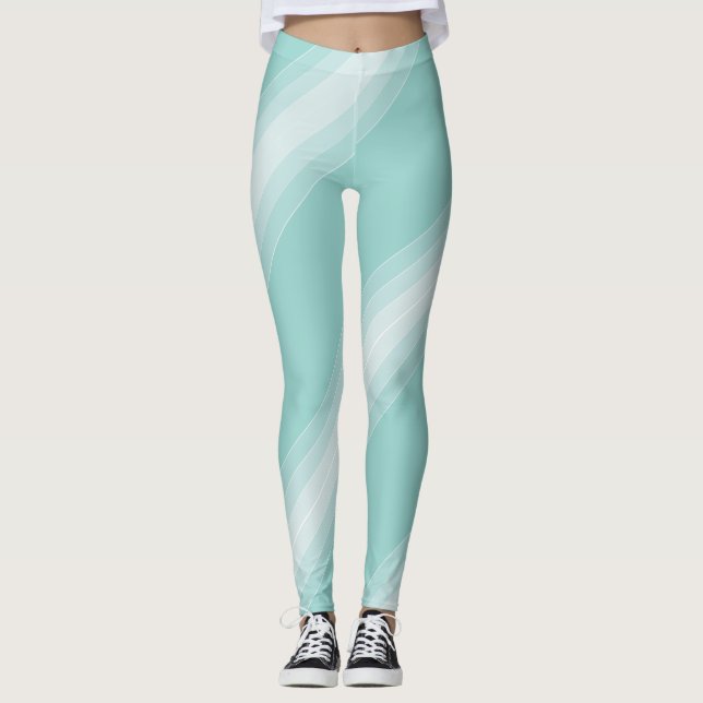 Leggings Moderne Elegant Vert Blanc Modèle élégant (Devant)