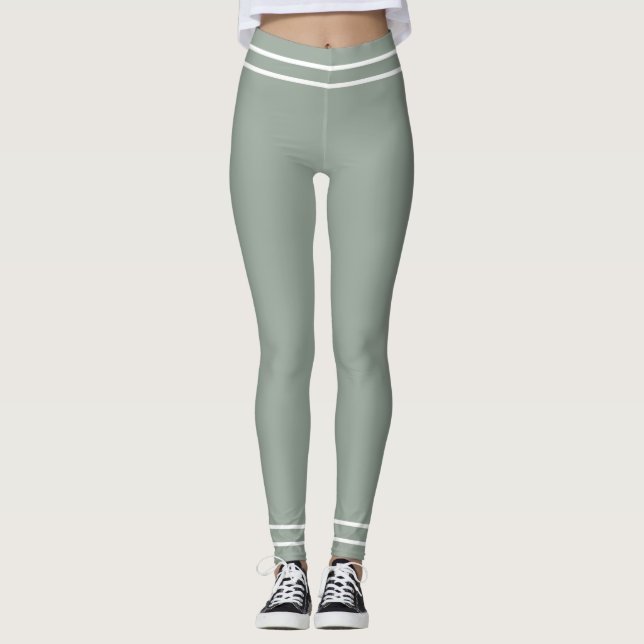 Leggings Moderne Elégant Vert Blanc Pastel Couleurs Modes (Devant)