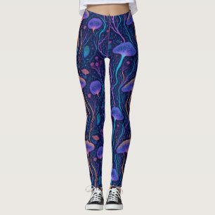 Leggings Moderne Méduse Bioluminescente Océanique Colorée