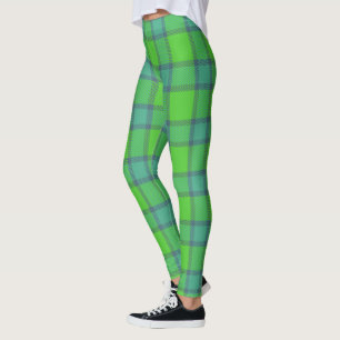 Leggings Moderne motif carreaux tartan vert et bleu élégant