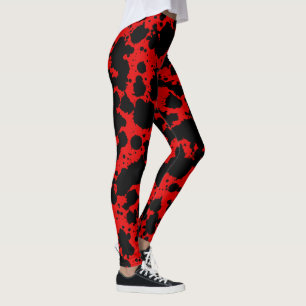 Leggings Moderne noir et rouge brillant Paint Splatter Funn