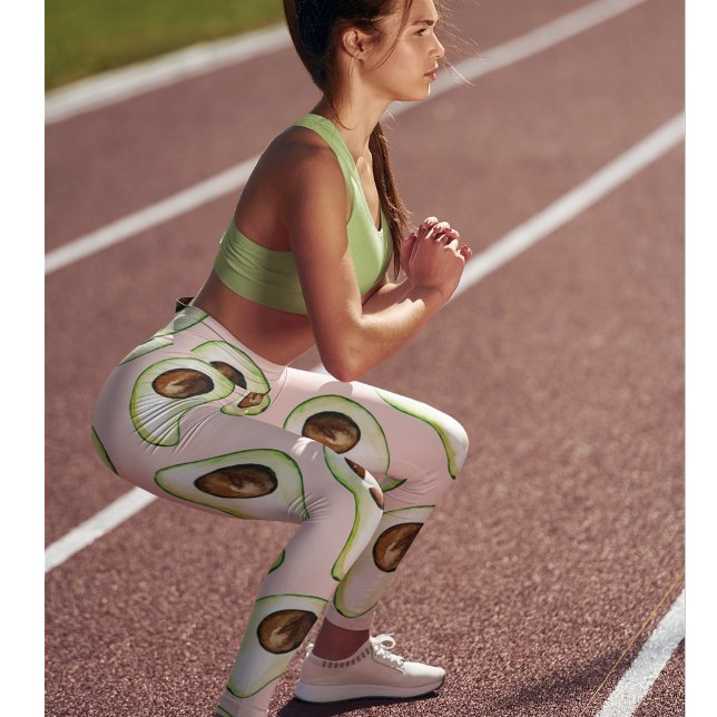 Leggings Moderne Pastel Rose Et Vert Motif Avocado (Créateur téléchargé)