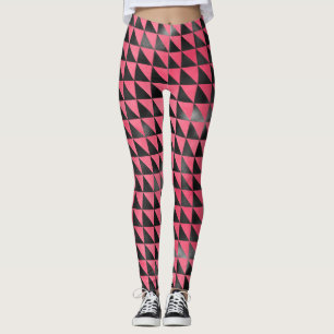 Leggings Moderne rose noir métal brillant Yoga géométrique
