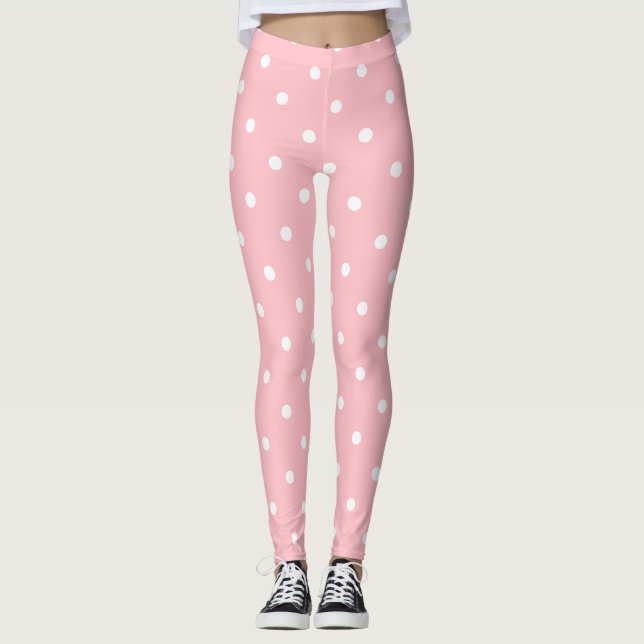 Leggings Moderne rougissent les points blancs roses de (Devant)