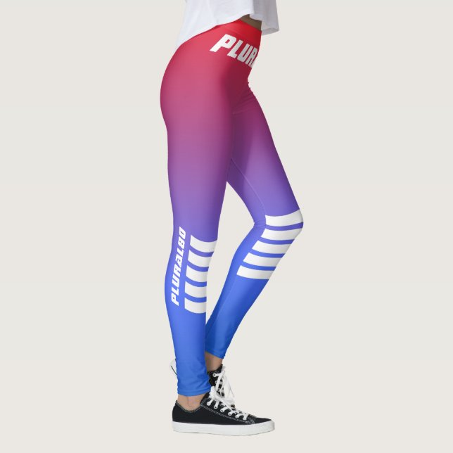 Leggings Moderne sport monogrammed rouge dégradé bleu (Droite)