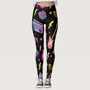 Leggings Moderne Tendance Style Années 80 Joli Noir