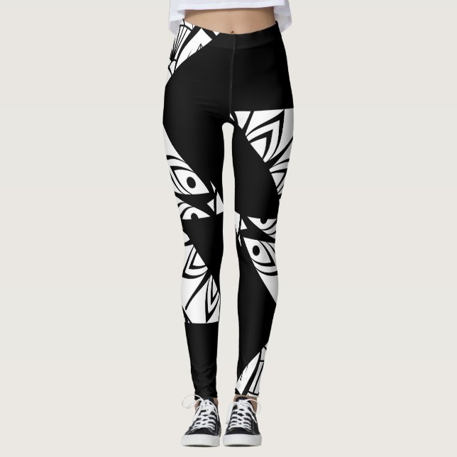Leggings modernes noirs et blancs Leggings motifs (Devant)