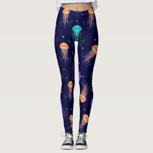 Leggings Monde de méduses sous-marines : motif lumineux.