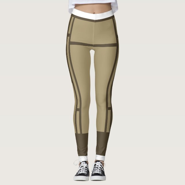 Leggings Mondrian Inspiré Beige Brown 3 (Devant)