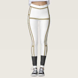 Leggings Mondrian Inspiré Blanc Beige 2