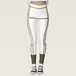 Leggings Mondrian Inspiré Blanc Beige 3