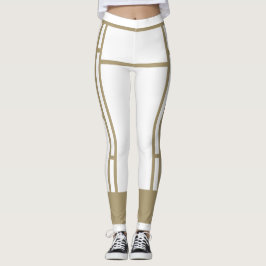 Leggings Mondrian Inspiré Blanc Beige 4