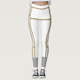 Leggings Mondrian Inspirierte Weißbeige 1