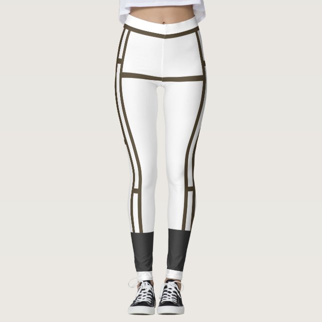 Leggings Mondrian White Brown 2 (Vorderseite)