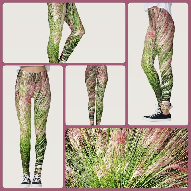Leggings Monet inspiré rose et vert Herbe boueuse Abstrait (Créateur téléchargé)