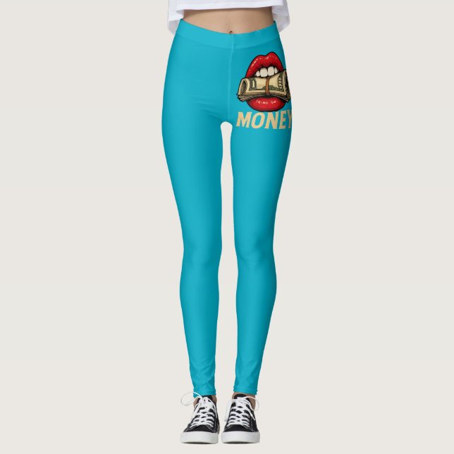 Leggings Money Lips - Fett Pop Art Statement (Vorderseite)