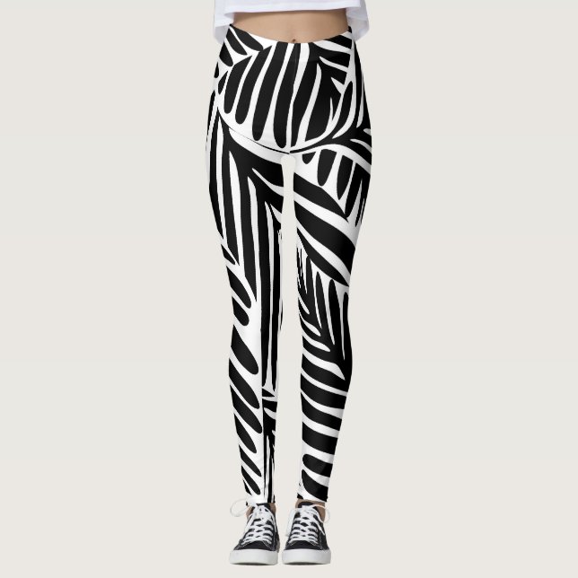 Leggings Monochrome Jungle Motif géométrique sans couture (Devant)