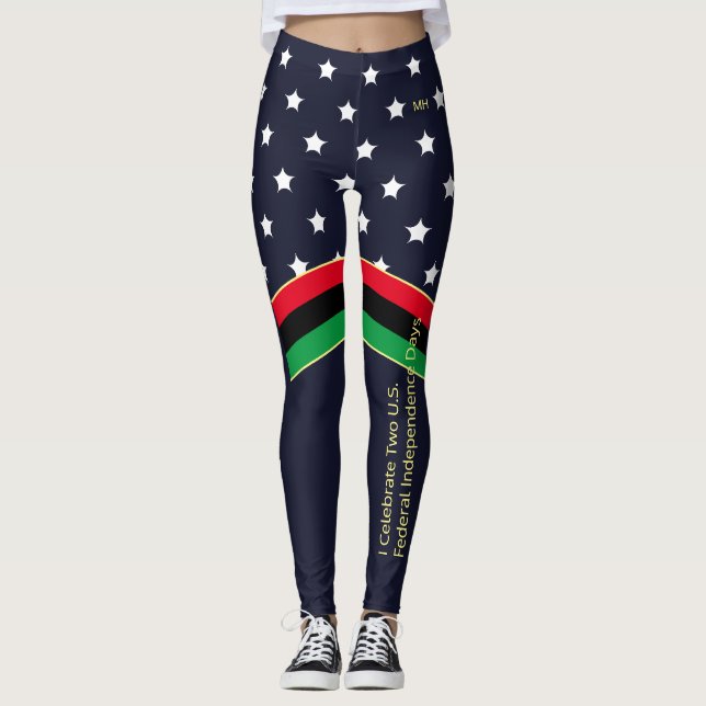 Leggings Monogramme 4 juillet Jour de l'indépendance (Devant)