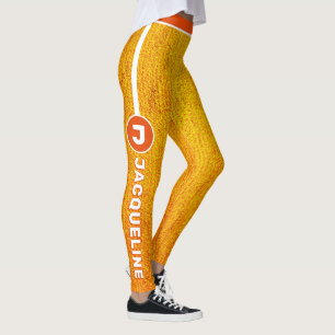 Leggings Monogramme COMBO Orange Jaune Grunge avec nom
