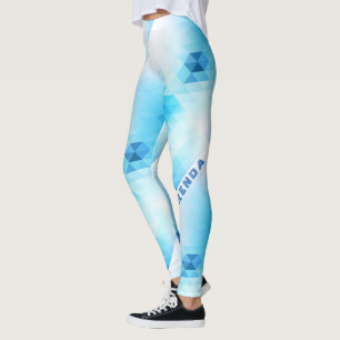 Leggings Monogramme de conception géométrique bleu clair